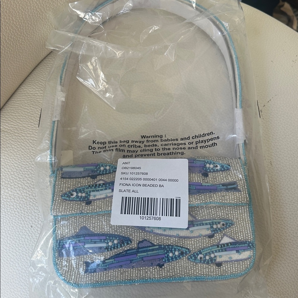 Anthropologie Fiona Beaded Bag Food & Drink Sardines Fish Edition NWT - Picture 6 of 8